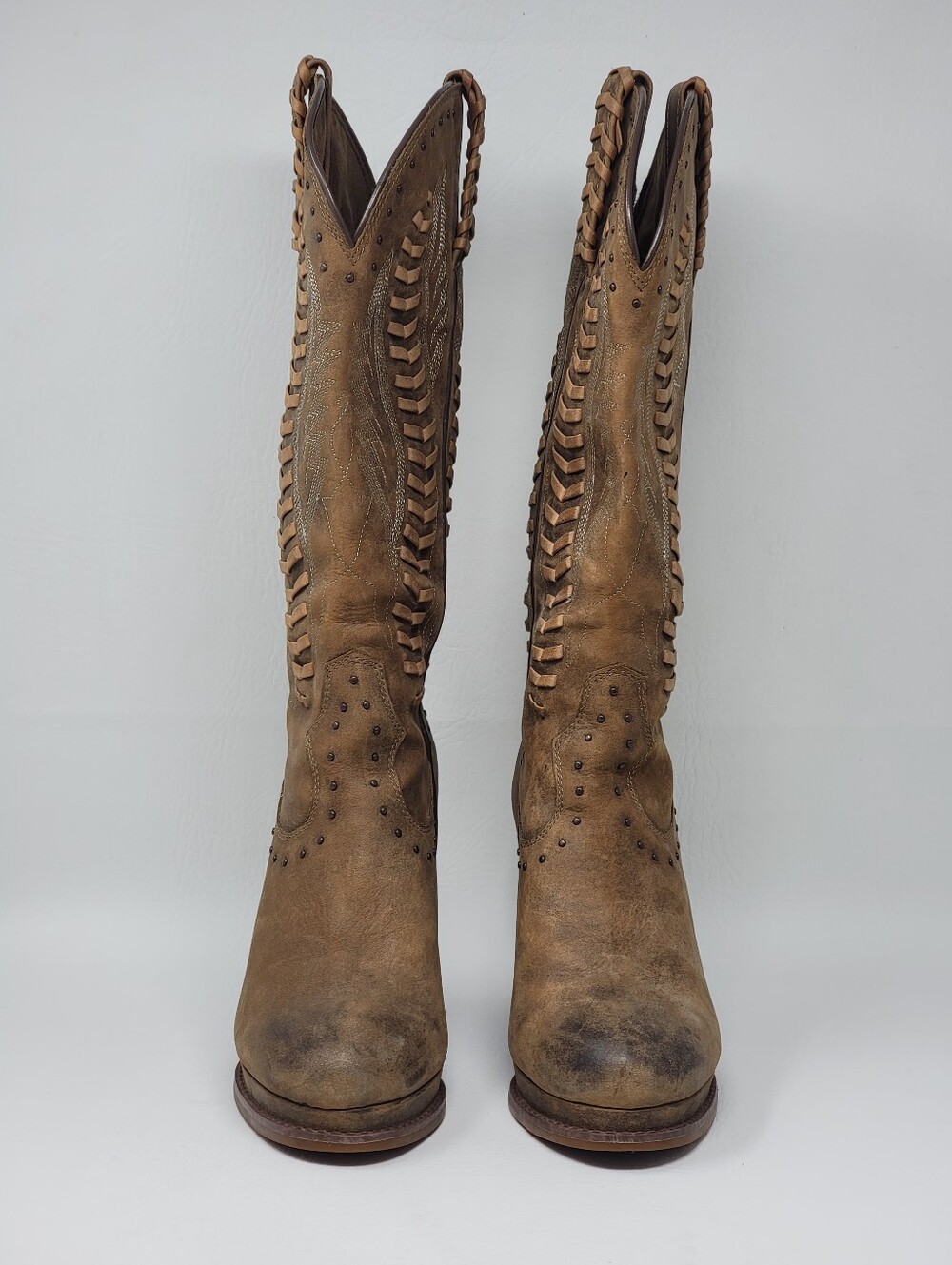 Ariat Nashville western Wedge Women Brown Leather Cowboy Boots Size 8B Pre-owned - Picture 8 of 11